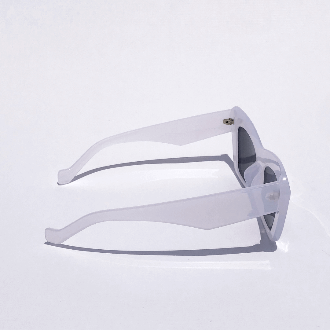 Bassjacker oversized cat-eye sunglasses with bold white frames and dark lenses for high-fashion festival and urban looks - Party People