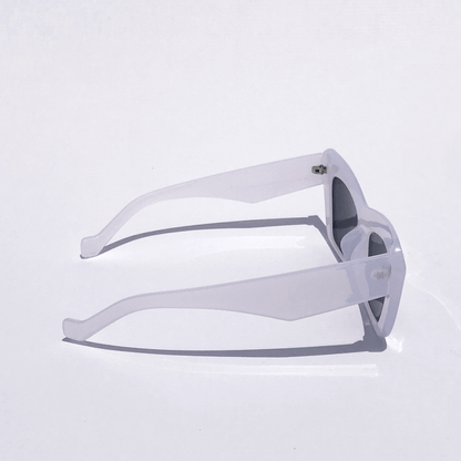 Bassjacker oversized cat-eye sunglasses with bold white frames and dark lenses for high-fashion festival and urban looks - Party People