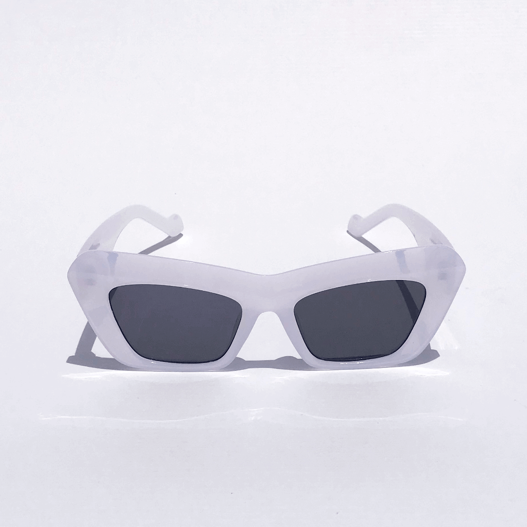 Bassjacker oversized cat-eye sunglasses with bold white frames and dark lenses for high-fashion festival and urban looks - Party People