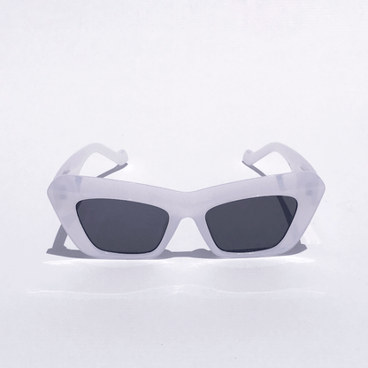 Bassjacker oversized cat-eye sunglasses with bold white frames and dark lenses for high-fashion festival and urban looks - Party People