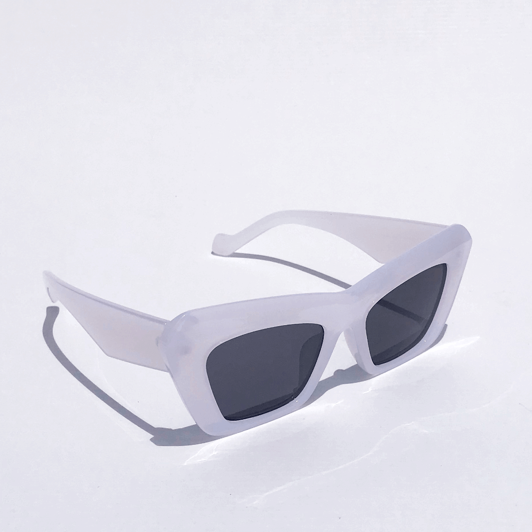 Bassjacker oversized cat-eye sunglasses with bold white frames and dark lenses for high-fashion festival and urban looks - Party People