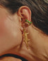 Close-up of unique handcrafted gecko-shaped statement earrings, 24k gold or 925 silver plated and nickel-free, by Party People.